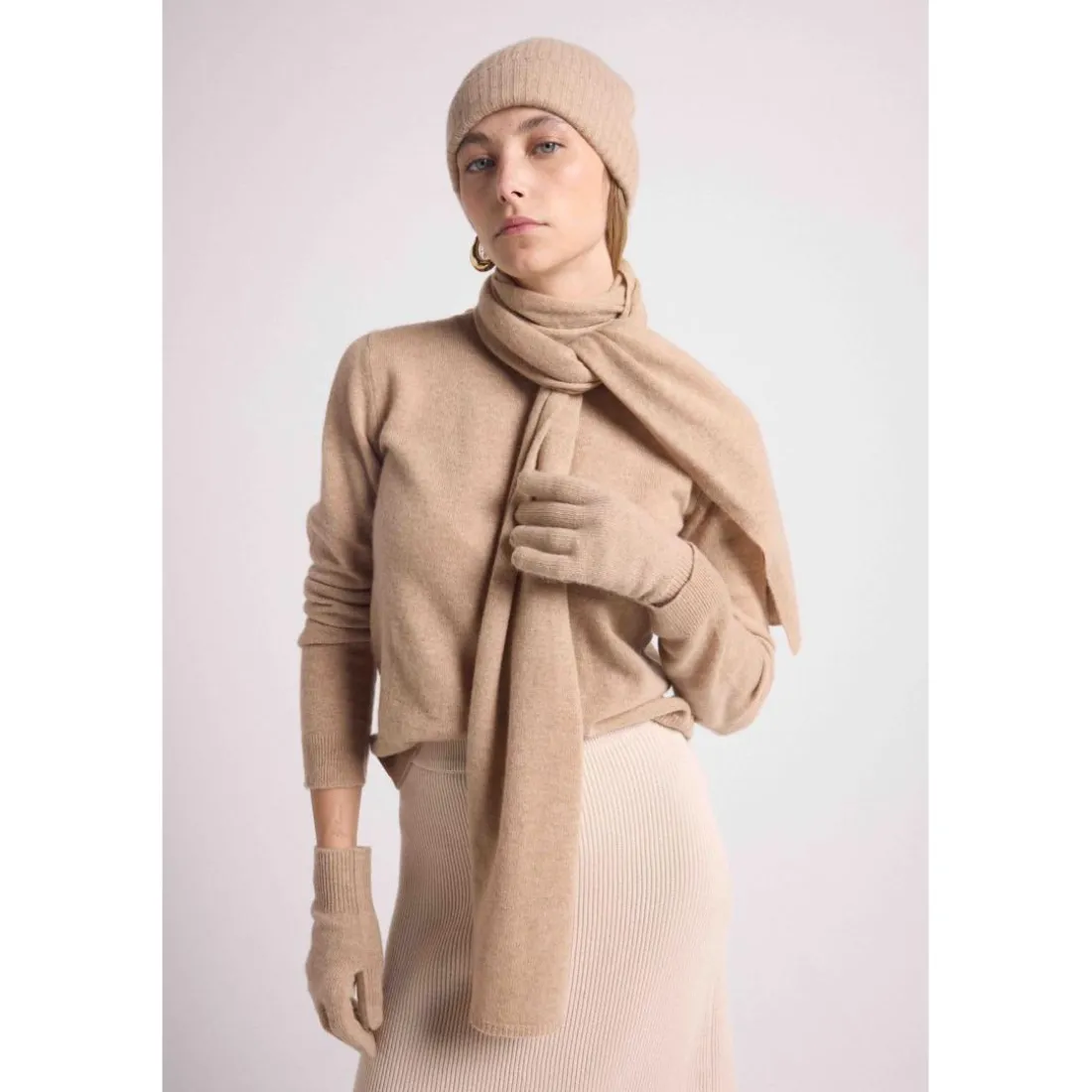 Echarpe etole unisexe en cachemire new beige creme