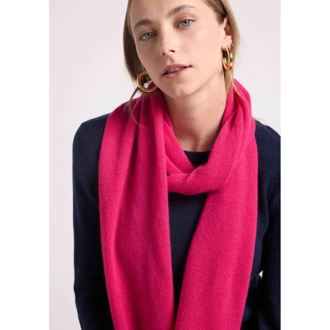 Echarpe etole unisexe en cachemire fuchsia