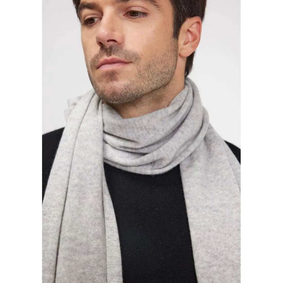 Echarpe etole unisexe en cachemire gris perle