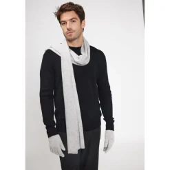 Echarpe etole unisexe en cachemire gris perle