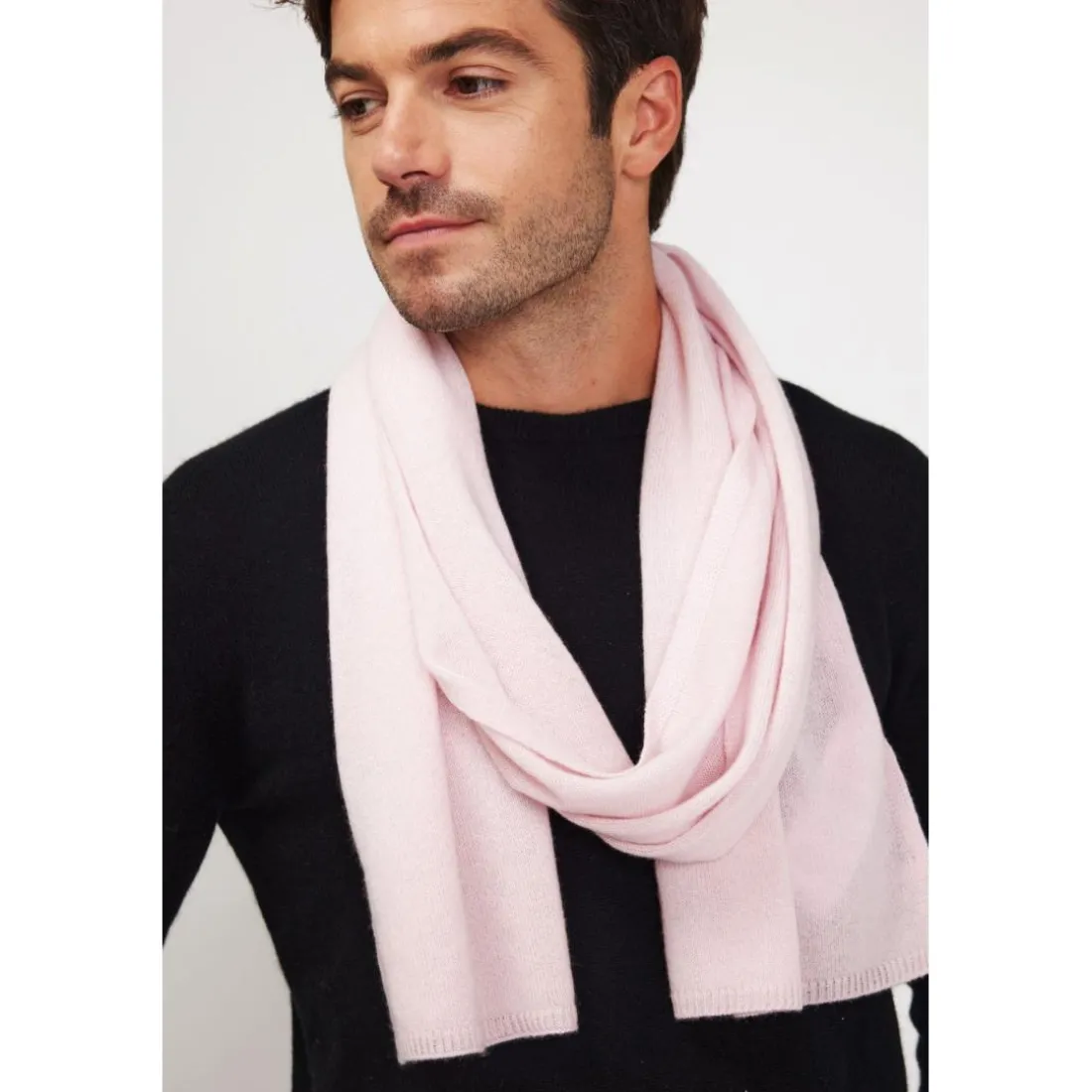 Echarpe etole unisexe en cachemire rose perle