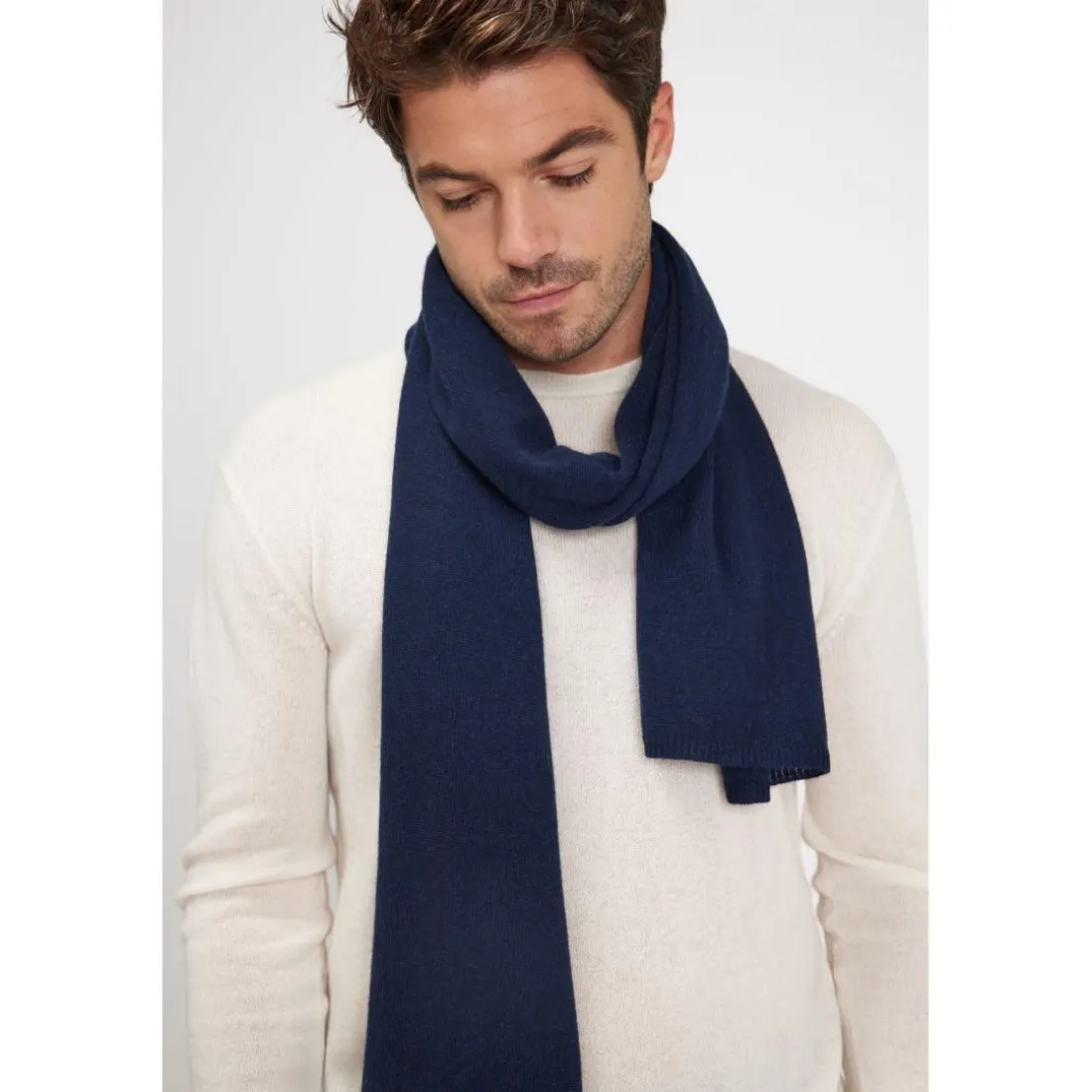 Echarpe etole unisexe en cachemire bleu marine