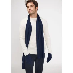 Echarpe etole unisexe en cachemire bleu marine
