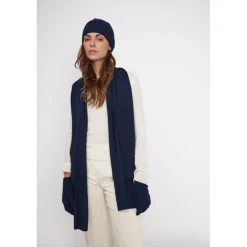 Echarpe etole unisexe en cachemire bleu marine