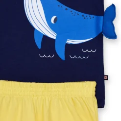 Ensemble Pyjama short Garçon haut uni avant imprimé devant ou bas uni marine