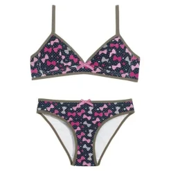 Ensemble soutien-gorge triangle sans armatures imprimé noeuds + slip Cutie POMM'POIRE - Multicolore en coton