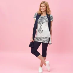 Ensemble tee-shirt, legging et foulard femme - Bleu en coton