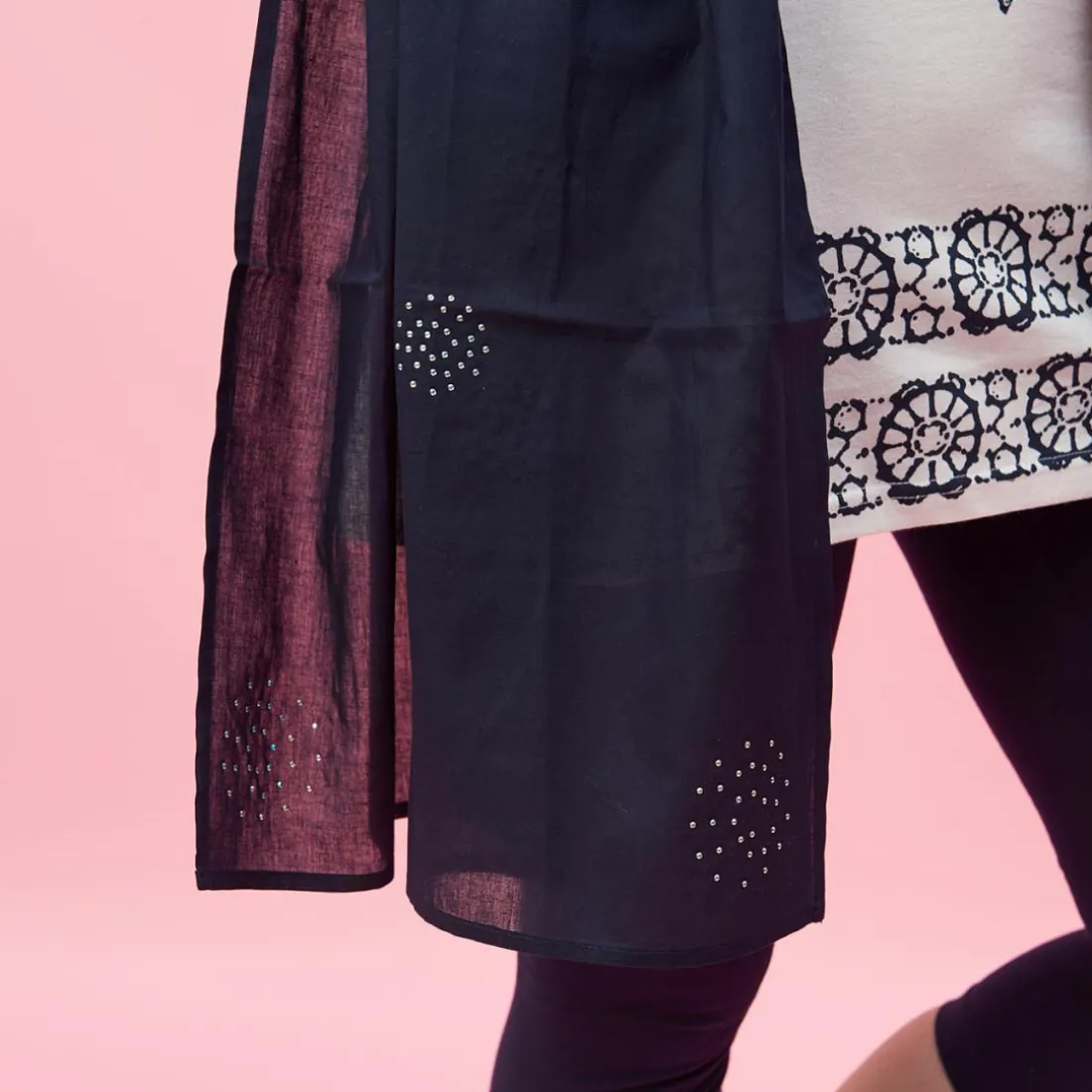Ensemble tee-shirt, legging et foulard femme - Bleu en coton