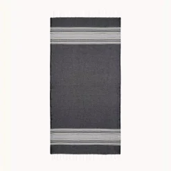 Fouta à rayures Lola noir en coton