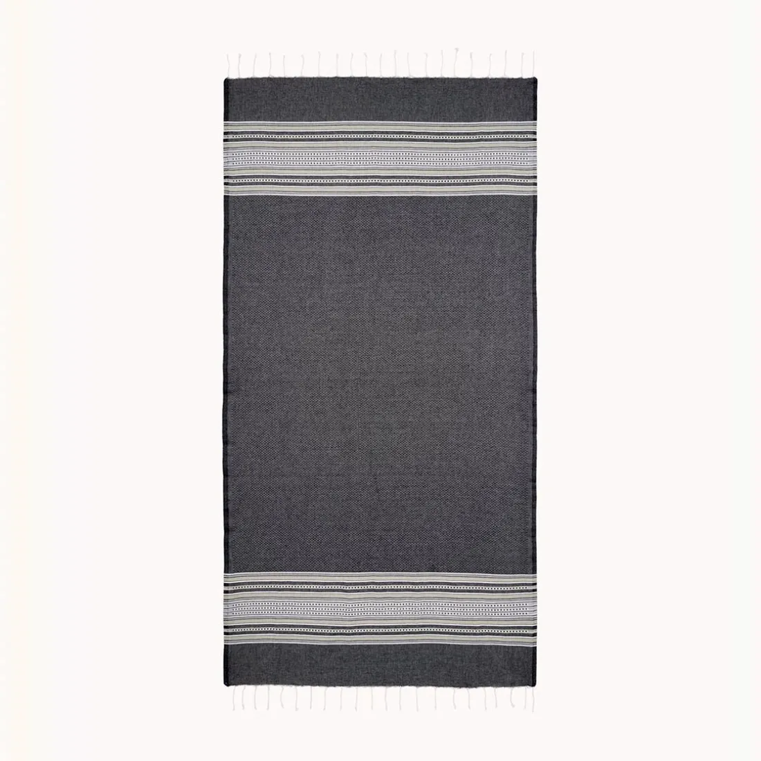 Fouta à rayures Lola noir en coton