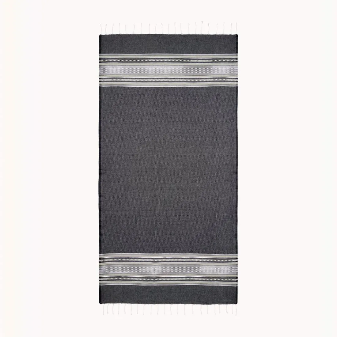 Fouta à rayures Lola noir en coton