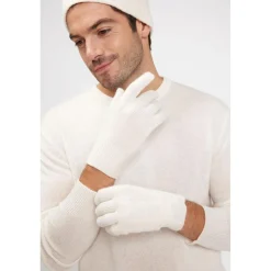 Gants unisexe en cachemire ecru