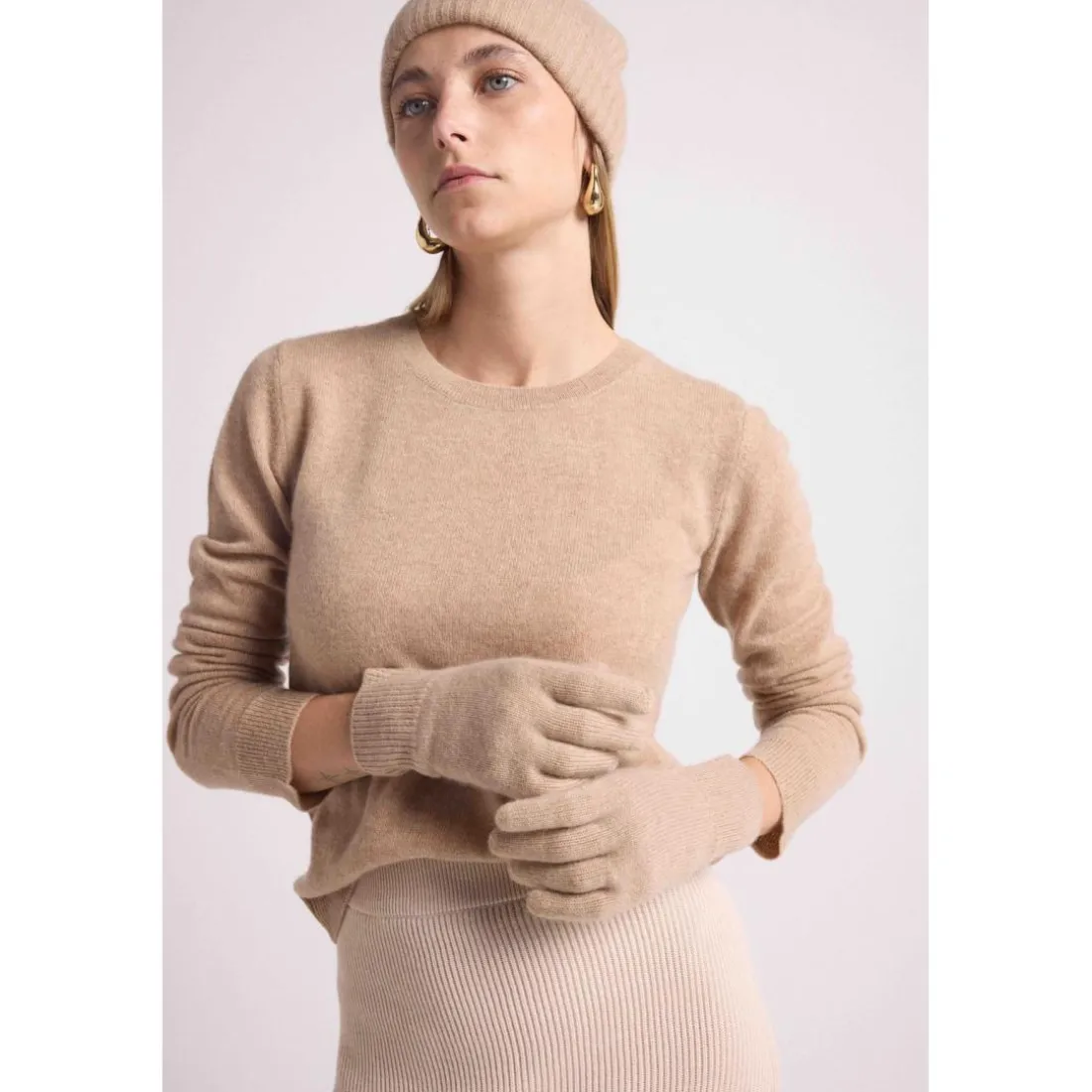 Gants unisexe MH-006 en cachemire new beige creme