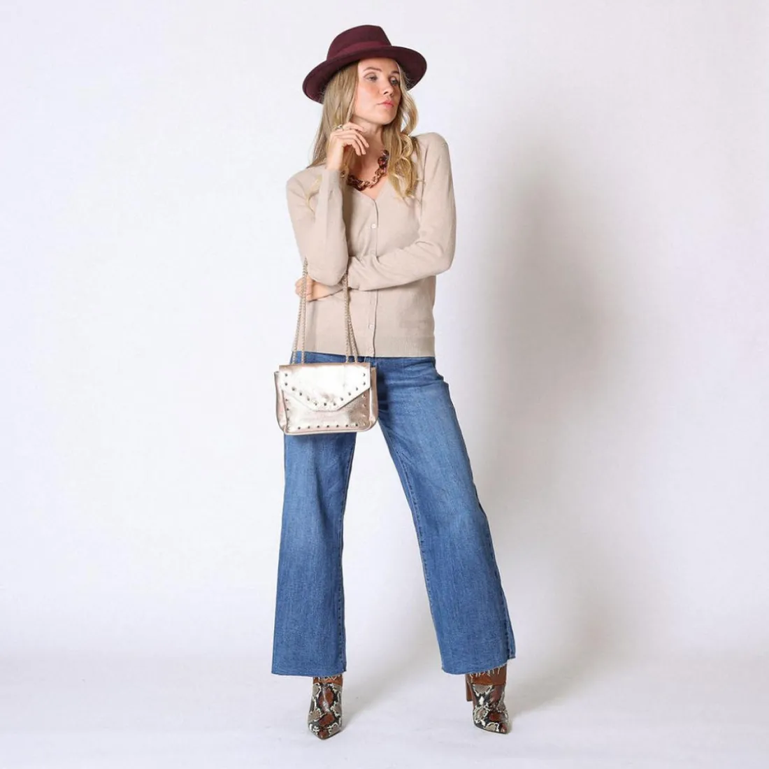 Gilet col V en cachemire Callista