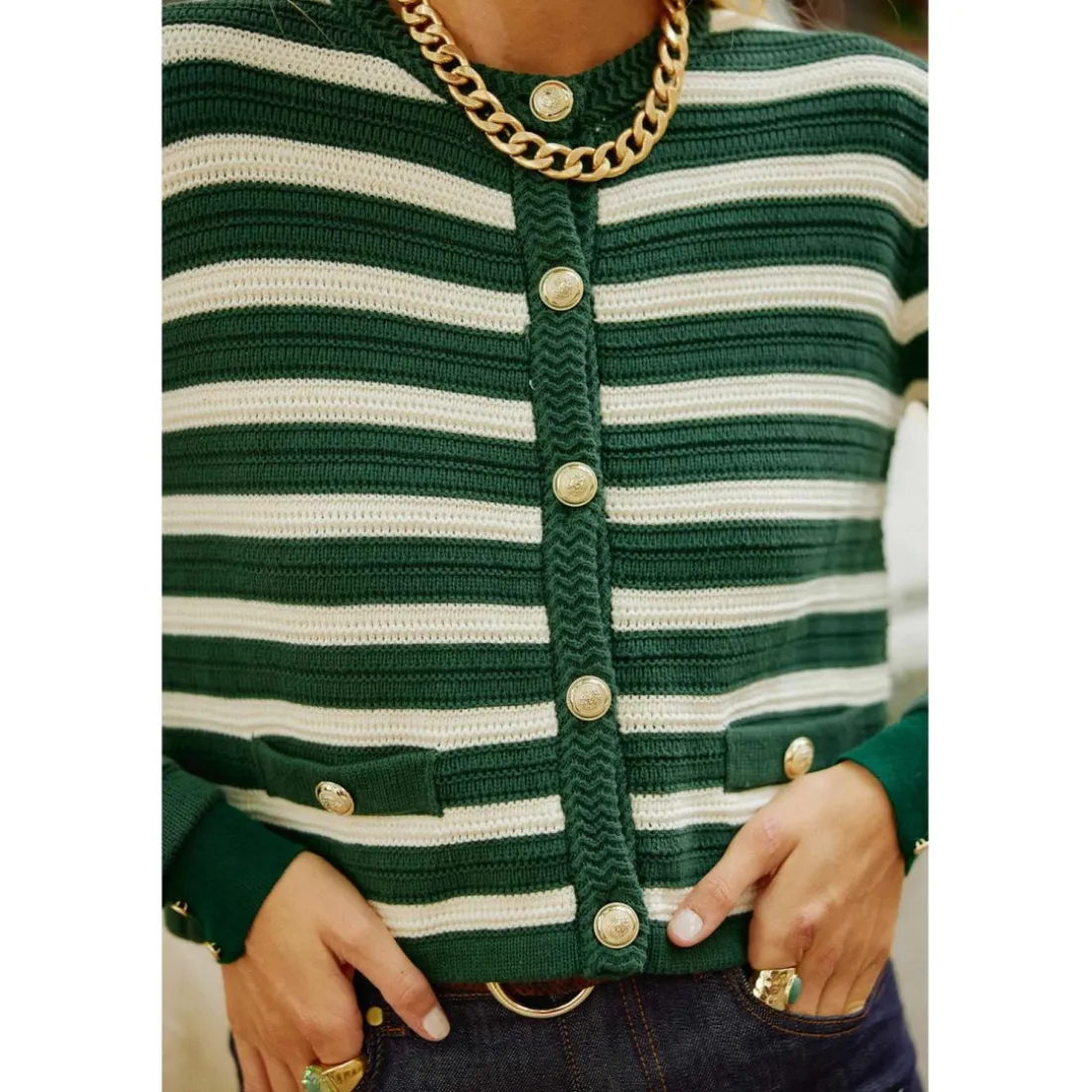Gilet en mailles ANZONE - Vert