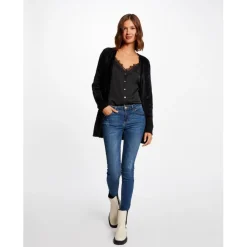 Gilet long maille duveteuse noir
