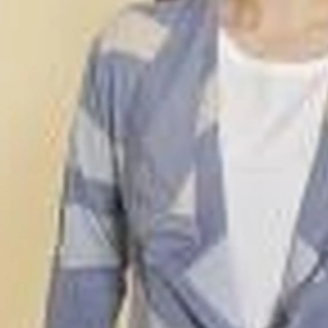 Gilet long rayé col à revers manches longues femme - Rayé Bleu Clair