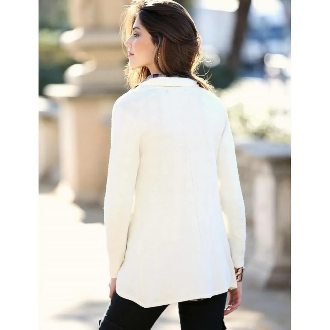 Gilet manches longues femme - Ivoire