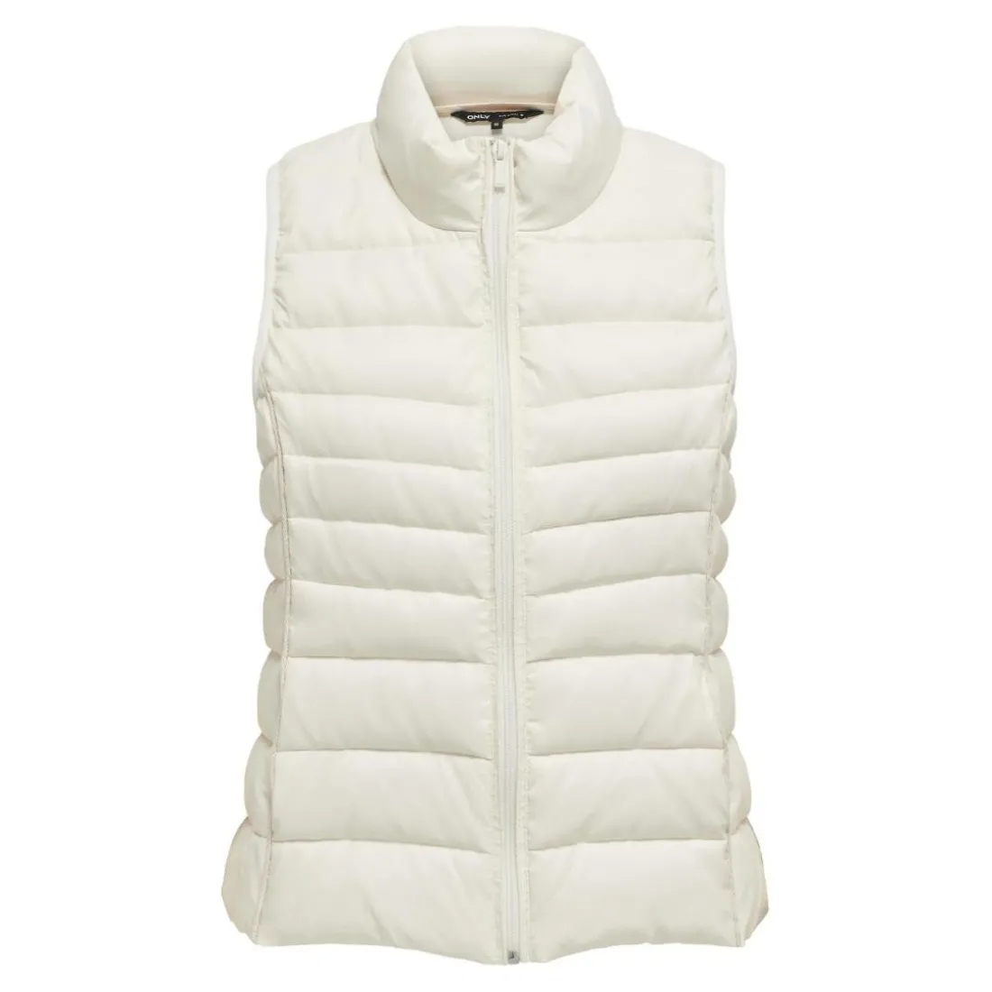 Gilet matelassé long col haut blanc en nylon Hattie