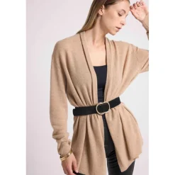 Gilet tube femme ZASSIA en cachemire new beige creme