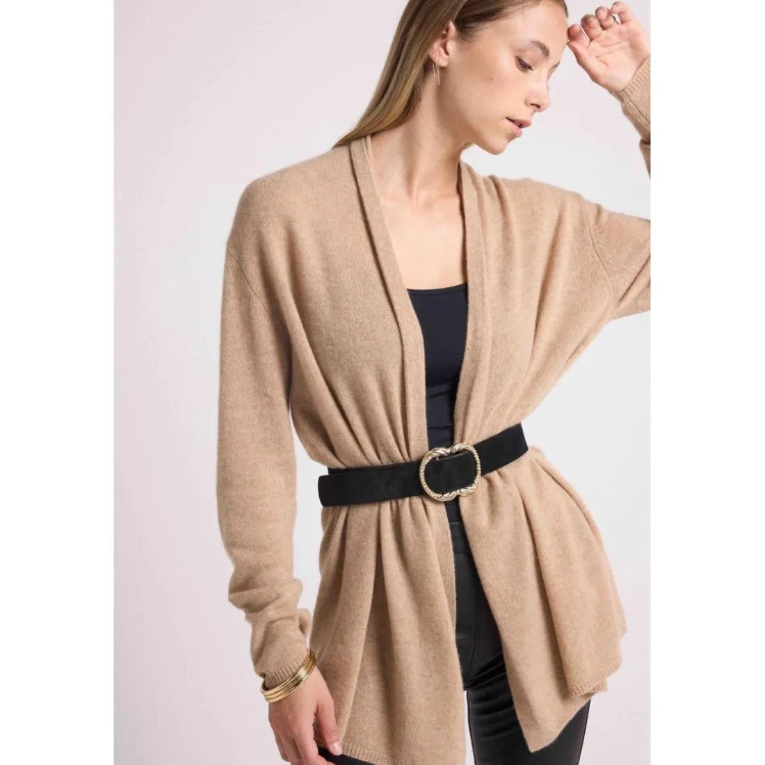 Gilet tube femme ZASSIA en cachemire new beige creme