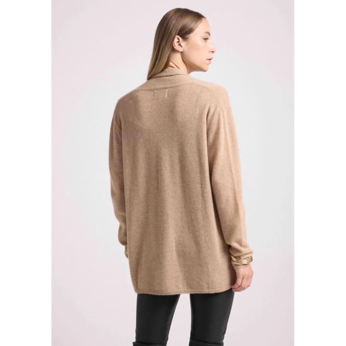 Gilet tube femme ZASSIA en cachemire new beige creme