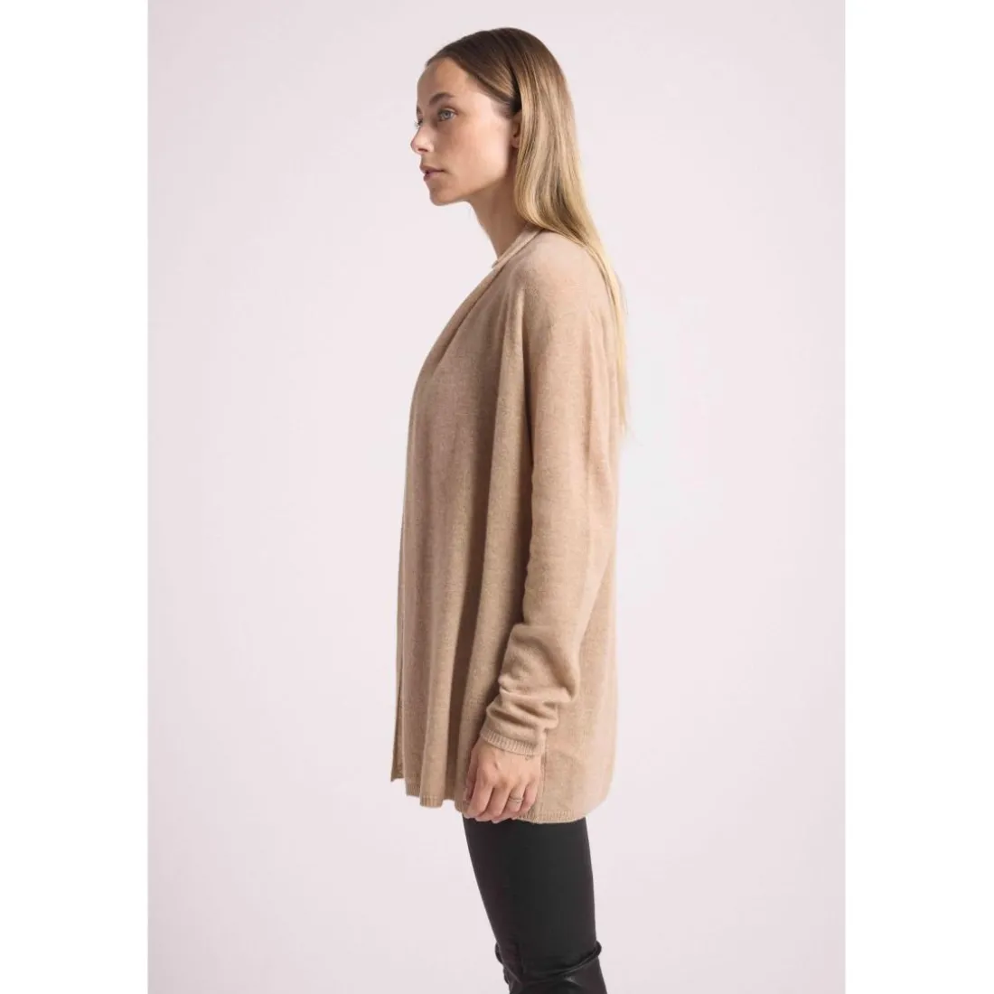 Gilet tube femme ZASSIA en cachemire new beige creme