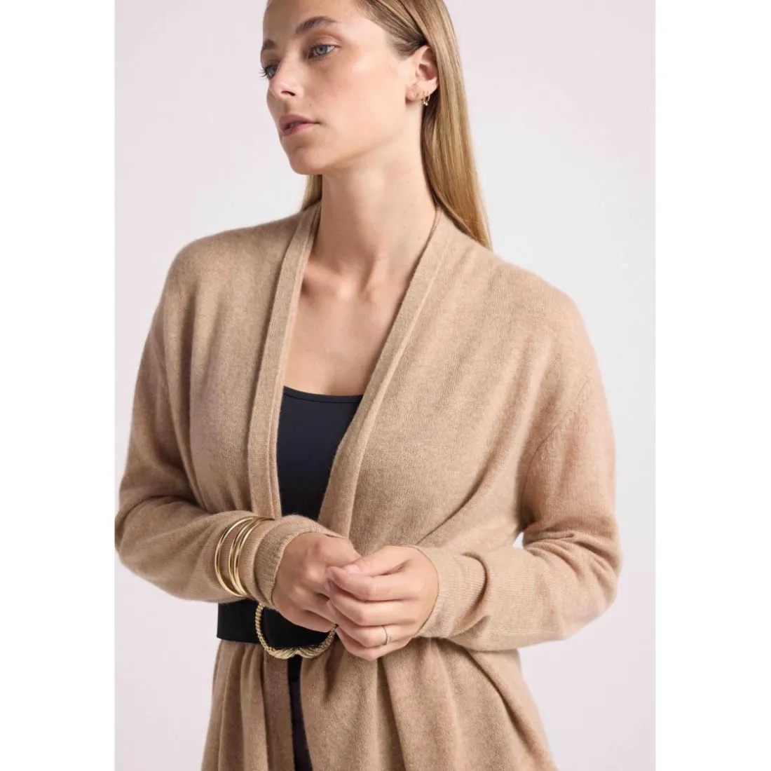 Gilet tube femme ZASSIA en cachemire new beige creme