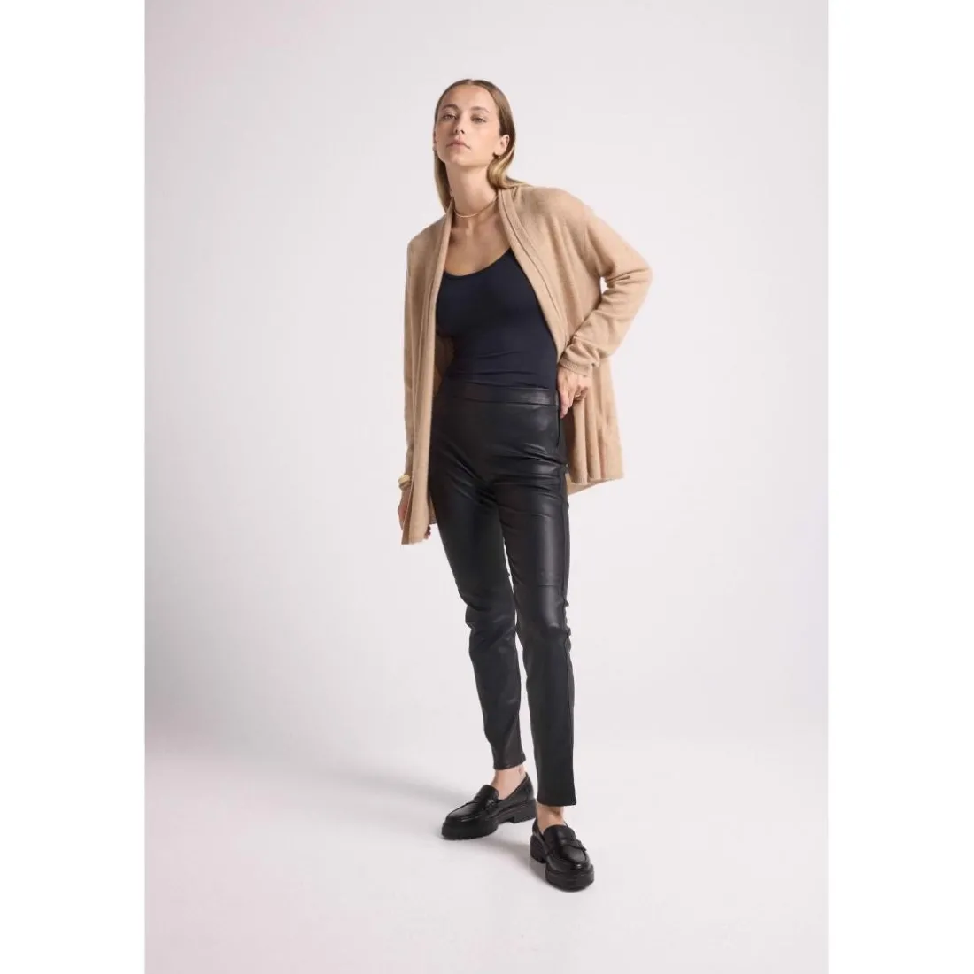 Gilet tube femme ZASSIA en cachemire new beige creme