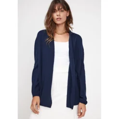 Gilet tube femme ZASSIA en cachemire bleu marine
