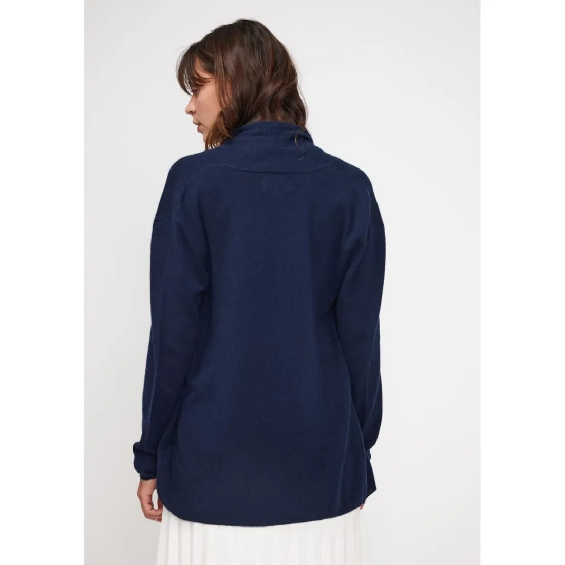 Gilet tube femme ZASSIA en cachemire bleu marine
