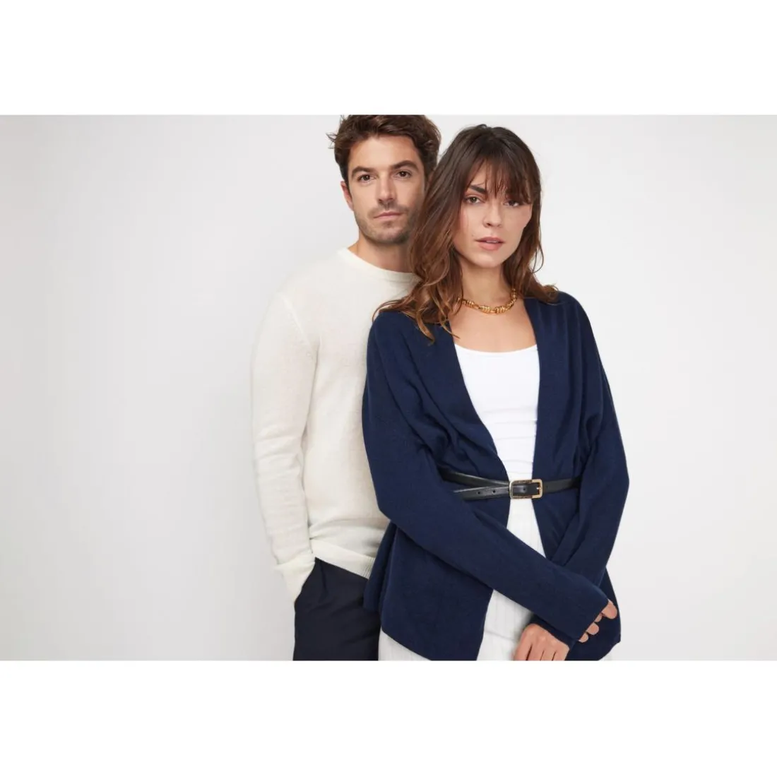 Gilet tube femme ZASSIA en cachemire bleu marine