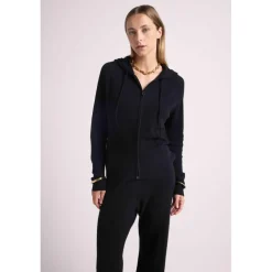 Gilet zippe capuche femme ZUMA en cachemire noir