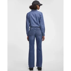Jean à coupe large braguette zippée bleu en coton Noor
