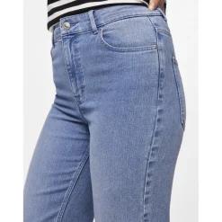 Jean à coupe large braguette zippée bleu en coton Eve