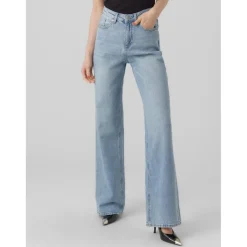Jean à coupe large Wide Leg Fit Taille haute Extra long bleu Ida