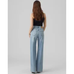 Jean à coupe large Wide Leg Fit Taille haute Extra long bleu Ida