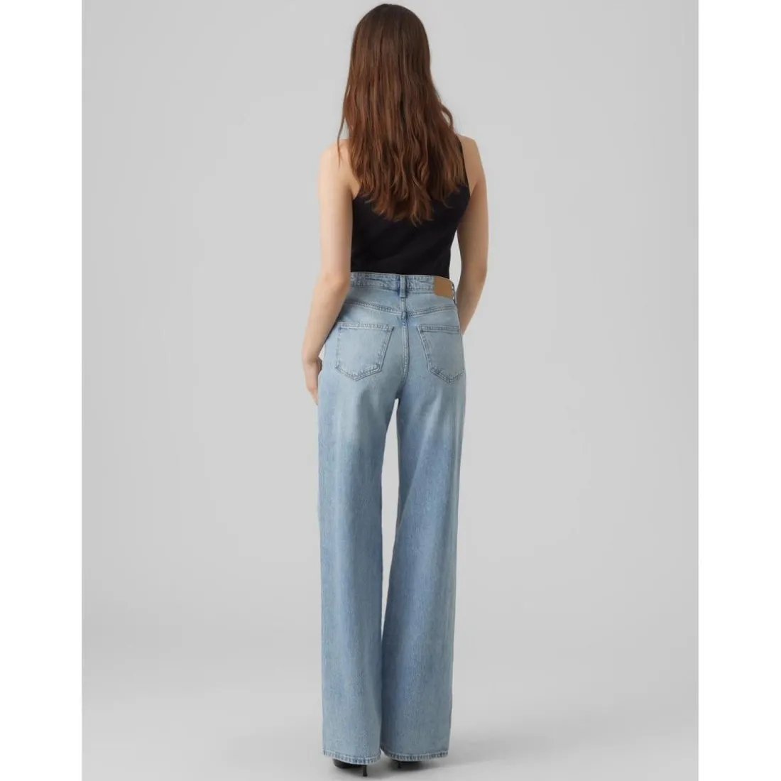 Jean à coupe large Wide Leg Fit Taille haute Extra long bleu Ida