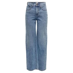Jean à jambe large bleu en coton Tia