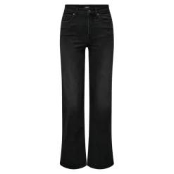 Jean à jambe large braguette zippée taille haute noir en coton Hattie