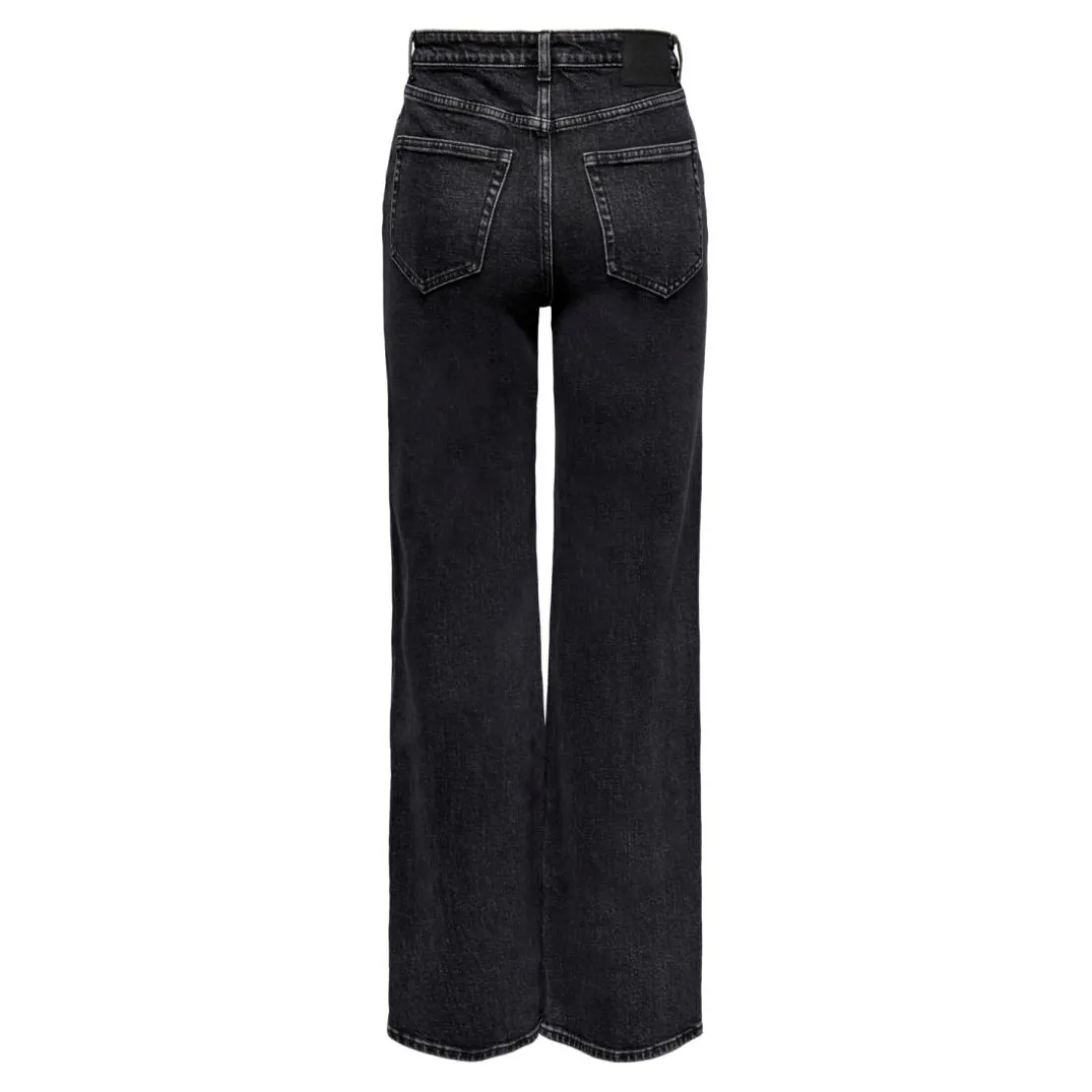 Jean à jambe large braguette à boutons taille haute noir en coton Yas