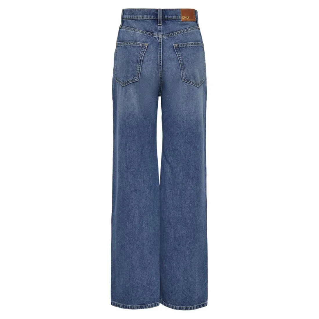 Jean à jambe large braguette zippée taille haute bleu en coton Xena