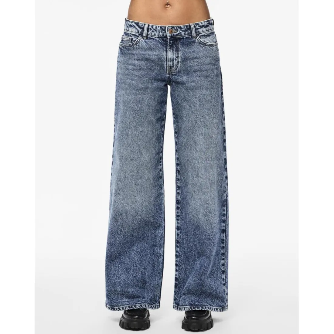 Jean ample taille basse en coton Selma bleu Luna