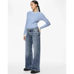 Jean ample taille basse en coton Selma bleu Luna