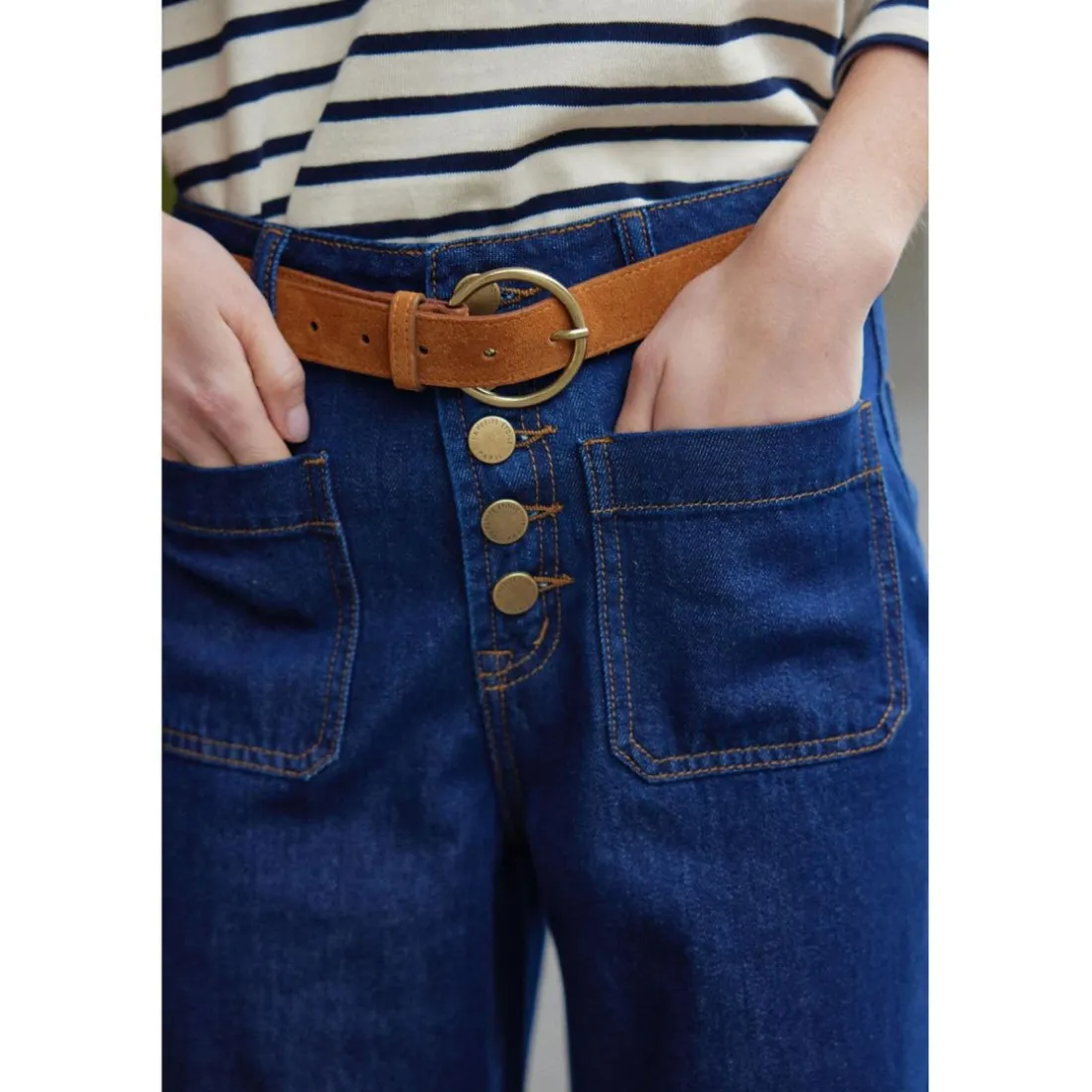 Jean ATLANTA BR brut bleu en coton