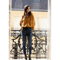 Jean bas zippés femme bleu en coton