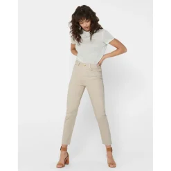 Jean coupe droite beige en coton Sia