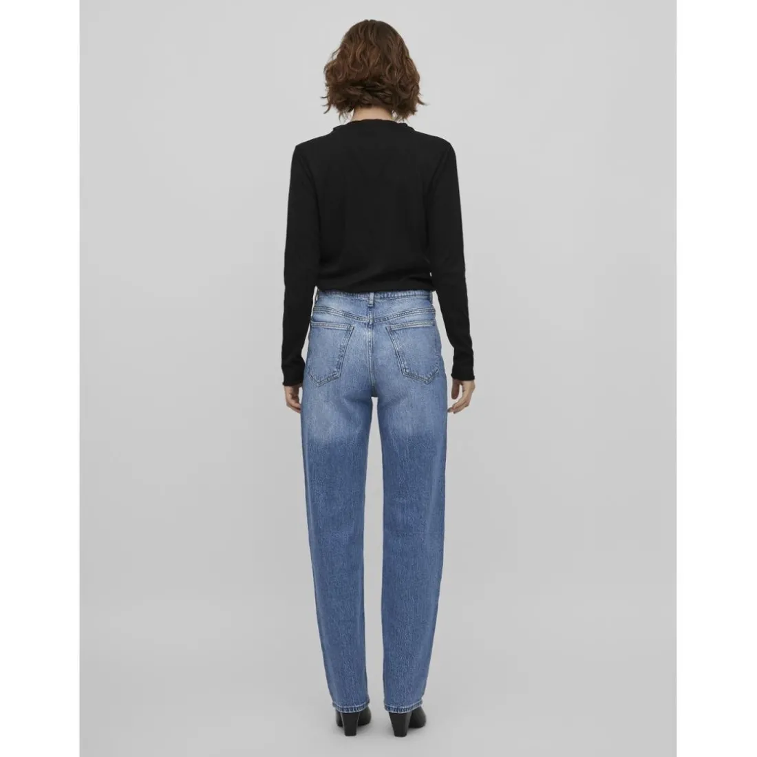 Jean coupe droite bleu en coton Willa