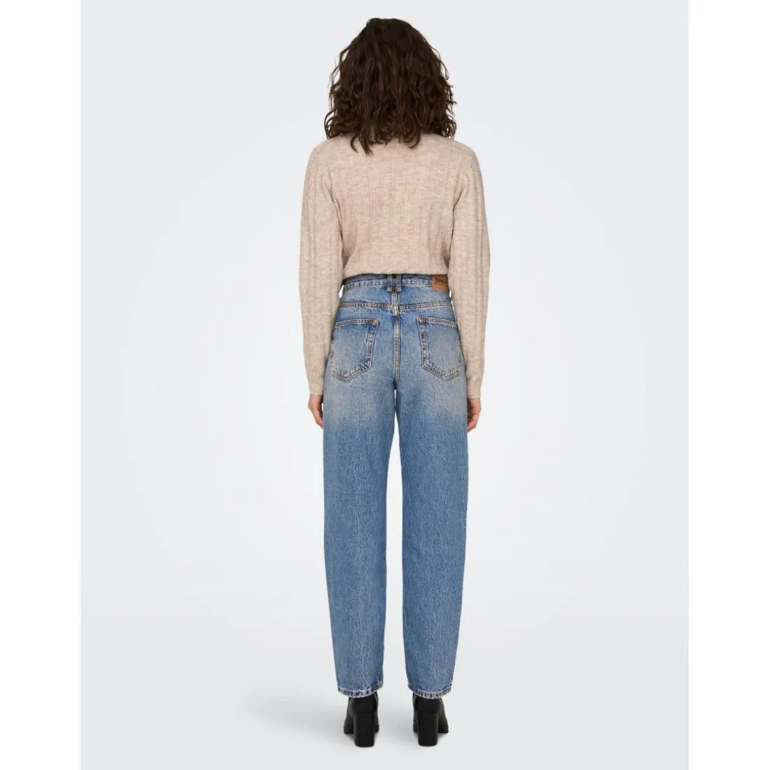 Jean coupe droite bleu en coton Yael