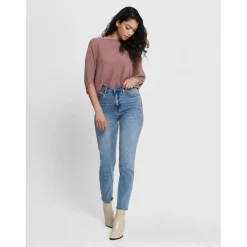 Jean coupe droite bleu en coton Lucie